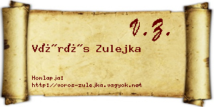 Vörös Zulejka névjegykártya